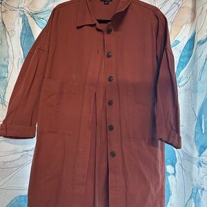 Fashion Nova Brown Button-Up Sweatshirt